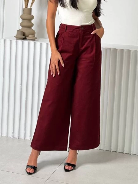 Burgundy Crepe pants IB1059 red Pants